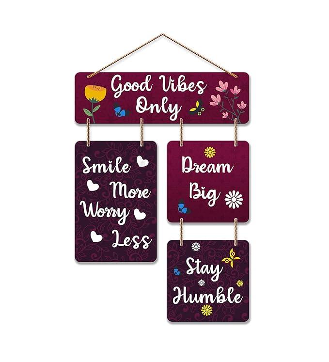 Decorative Wall Art Mdf Wooden Hanger For Living Room | Good Vibes Only | Bedroom | Home Decor | Office | Gift | Quotes Item | Wall Hanging For House Decoration | Wall Art(Wh_6502N) - Decor Mantra 