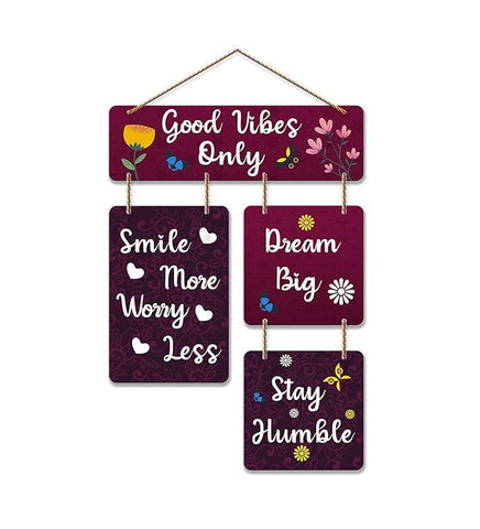 Decorative Wall Art Mdf Wooden Hanger For Living Room | Good Vibes Only | Bedroom | Home Decor | Office | Gift | Quotes Item | Wall Hanging For House Decoration | Wall Art(Wh_6502N) - Decor Mantra 