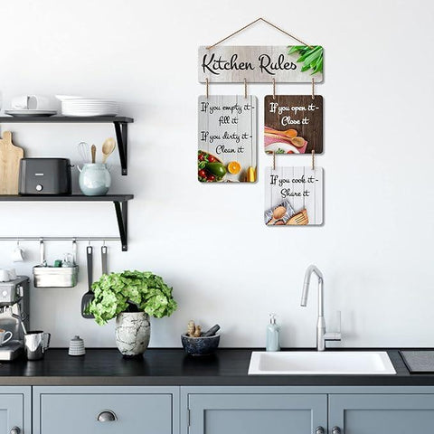 Decorative Wall Art Mdf Wooden Wall Hanging For Living Room | Bedroom | Home Decor | Office | Gift | Kitchen Rules Quotes Items For House Decoration | Modern Art (Wh 6506N) - Decor Mantra 