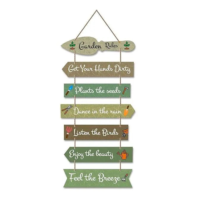 Garden Quote Wooden Wall Hanging for Home Decor | Decorative Items for Balcony | Wooden Wall Decoration for Outdoor Decorative Garden | Modern Artworks (WH_7002N), Set of 7 - Decor Mantra 