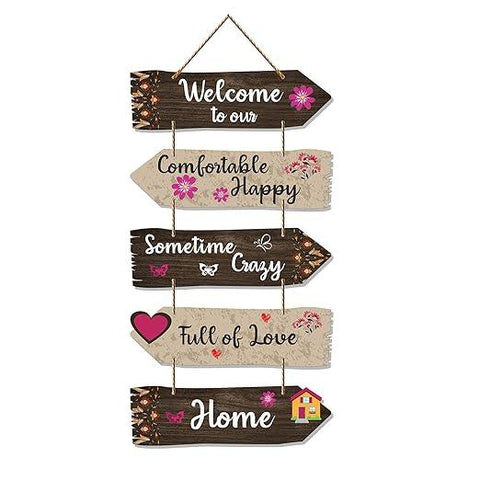 Home Quotes Decorative Wall Art Wooden Wall Hanger For Living Room | Bedroom | Gifts | Wood Hangings For Home Decoration | Modern Decor Items | Designer Artworks (Wh 7304N), Set Of 5 - Decor Mantra 