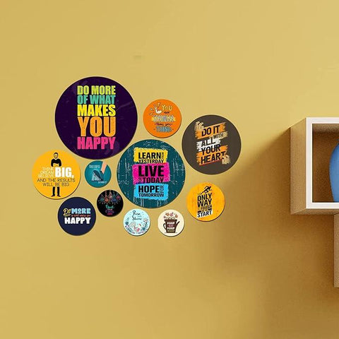 Designer Wooden Wall Hanger for Home Decoration | Office | Gift | Wall Decor Hanging Items | Wall Art | Living Room | Bedroom | Wood Decorative Items (WPS_111N), Pack of 11 Pieces - Decor Mantra 