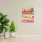 Welcome Home Quote Decorative Wall Art MDF Wooden Wall Hanger for Living Room | Bedroom | Home Decor | Gifts | Wood Decoration Items | Artworks Hangings (WH_5805N), Set of 3 - Decor Mantra 