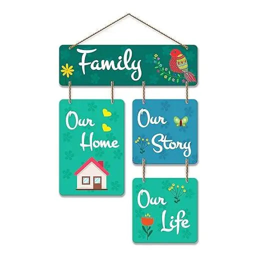 Family Quote Decorative Wall Art MDF Wooden Hanger for Livingroom, Bedroom | Home Decor | Office | Gift | Quotes Items | Wood Hanging For Decoration | Modern Artworks (WH_6516N) - Decor Mantra 