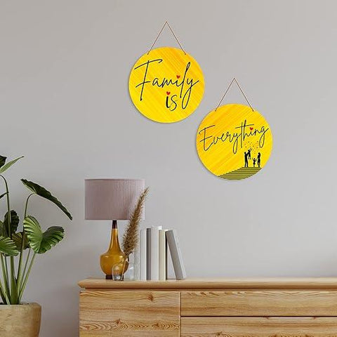 Family Quotes Wall Hanger for Home | Office | Living Room | Gift | Wooden Wall Hanging Decor | Home Decoration Items For Bedroom Wall | Wall Decor Hanging Items (WH_4110N), Set of 2 - Decor Mantra 