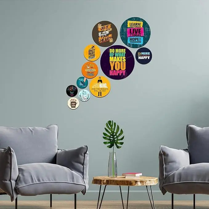 Designer Wooden Wall Hanger for Home Decoration | Office | Gift | Wall Decor Hanging Items | Wall Art | Living Room | Bedroom | Wood Decorative Items (WPS_111N), Pack of 11 Pieces - Decor Mantra 