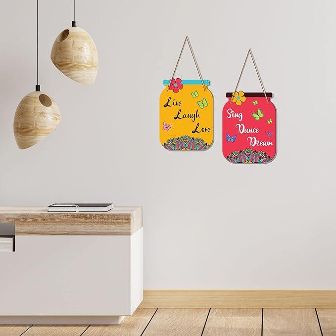 Motivational Quotes Decorative Wall Art Wooden Wall Hanging for Living Room | Bedroom | Office | Gifts | MDF Wood Wall Hanger Ornaments for Home Decor Items (WH_6806N), Set of 2 - Decor Mantra 