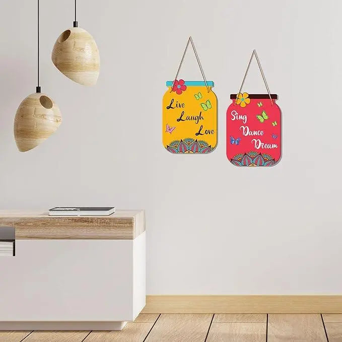 Motivational Quotes Decorative Wall Art Wooden Wall Hanging for Living Room | Bedroom | Office | Gifts | MDF Wood Wall Hanger Ornaments for Home Decor Items (WH_6806N), Set of 2 - Decor Mantra 