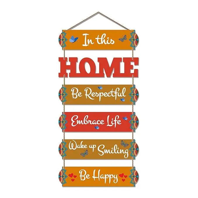 Home Quote Decorative Wall Art Wooden Wall Hanger for Living Room | Bedroom | Gifts | Wall Hangings for Home Decoration | Modern Decor Items | Artworks Art Piece (WH_6608N), Set of 6 - Decor Mantra 