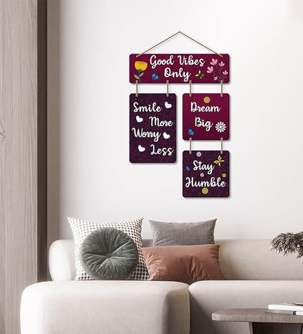 Decorative Wall Art Mdf Wooden Hanger For Living Room | Good Vibes Only | Bedroom | Home Decor | Office | Gift | Quotes Item | Wall Hanging For House Decoration | Wall Art(Wh_6502N) - Decor Mantra 