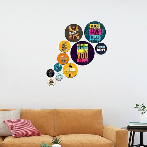 Designer Wooden Wall Hanger for Home Decoration | Office | Gift | Wall Decor Hanging Items | Wall Art | Living Room | Bedroom | Wood Decorative Items (WPS_111N), Pack of 11 Pieces - Decor Mantra 