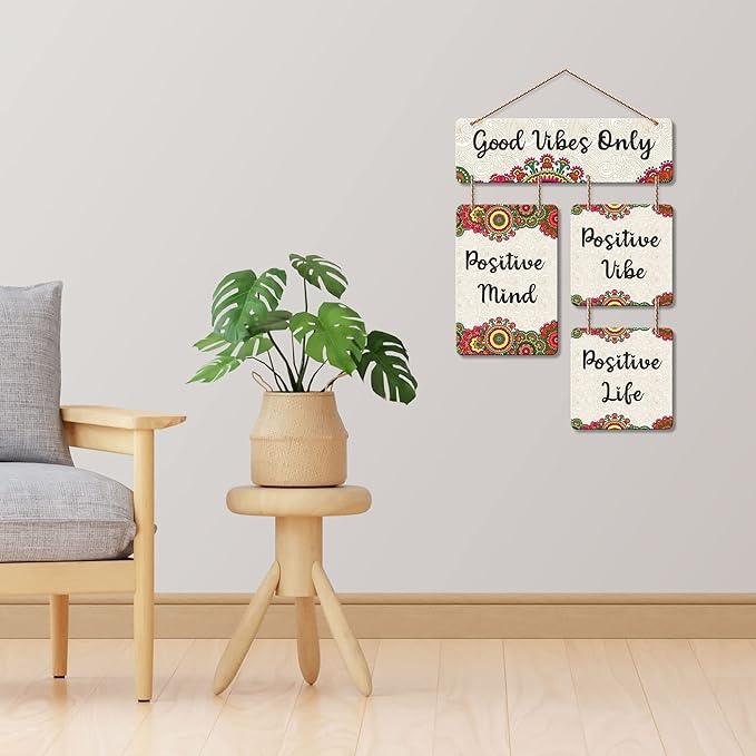 Good Vibes Only Decorative Wall Art Mdf Wooden Wall Hanging For Living Room | Bedroom | Home Decor | Office | Gift | Quotes Items House Decoration | Modern Art (Wh 6510N) - Decor Mantra 