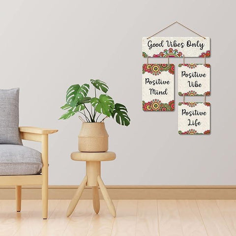 Good Vibes Only Decorative Wall Art Mdf Wooden Wall Hanging For Living Room | Bedroom | Home Decor | Office | Gift | Quotes Items House Decoration | Modern Art (Wh 6510N) - Decor Mantra 