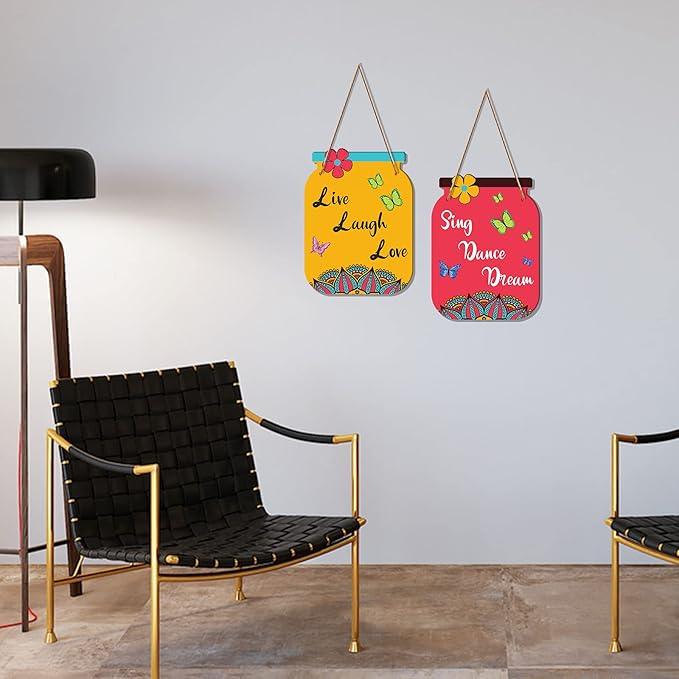 Motivational Quotes Decorative Wall Art Wooden Wall Hanging for Living Room | Bedroom | Office | Gifts | MDF Wood Wall Hanger Ornaments for Home Decor Items (WH_6806N), Set of 2 - Decor Mantra 