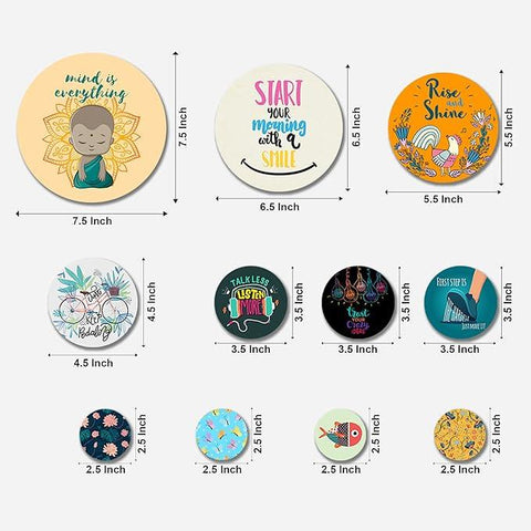 Designer MDF Wooden Wall Hanging for Home Decoration | Office | Gift | Wall Decor Hanging Items | Wall Art | Living Room | Bedroom (WPS_113N), Pack of 11 Pieces - Decor Mantra 