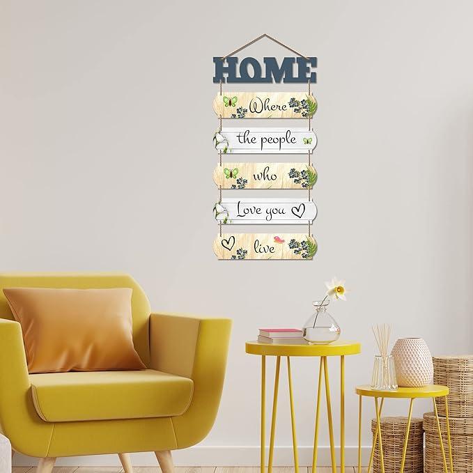 Home Quote Decorative Wall Art MDF Wooden Hanger for Livingroom, Bedroom | Gifts | Hangings Decoration | Modern Decor Items | Artworks Piece (WH_6607N), Set of 6 - Decor Mantra 
