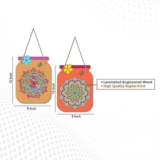 Mandala Pattern Decorative Wall Art MDF Wooden Wall Hanger for Living Room | Bedroom | Office | Gift | Wall Hanging For Home Decoration | Home Decor Items (WH_6808N), Set of 2 - Decor Mantra 