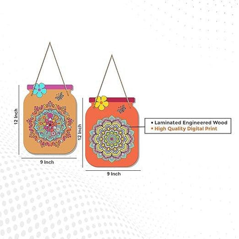 Mandala Pattern Decorative Wall Art MDF Wooden Wall Hanger for Living Room | Bedroom | Office | Gift | Wall Hanging For Home Decoration | Home Decor Items (WH_6808N), Set of 2 - Decor Mantra 