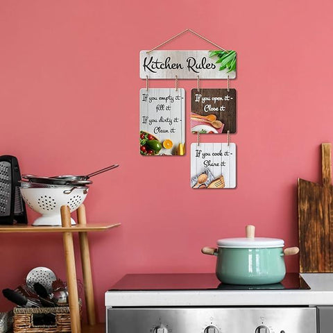 Decorative Wall Art Mdf Wooden Wall Hanging For Living Room | Bedroom | Home Decor | Office | Gift | Kitchen Rules Quotes Items For House Decoration | Modern Art (Wh 6506N) - Decor Mantra 