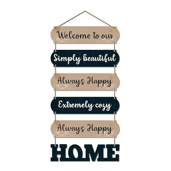 Home Quote Decorative Wall Art MDF Wooden Wall Hanger for Living Room | Bedroom | Gifts | Home Decoration | Modern Decor Items | Artworks Wall Hangings Ornaments (WH_6609N), Set of 6 - Decor Mantra 