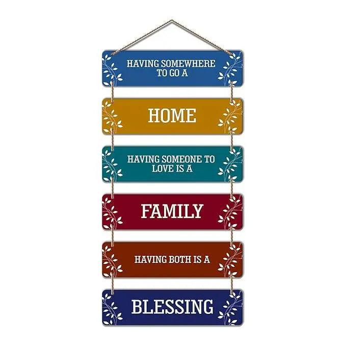 Decorative Wall Hanging Wooden Art Decoration item for Living Room | Bedroom | Home Decor | Gifts | Quotes Decor Item | Wall Art For Hall | Mdf Wall Decoration, Set of 6(WH_3206N) - Decor Mantra 