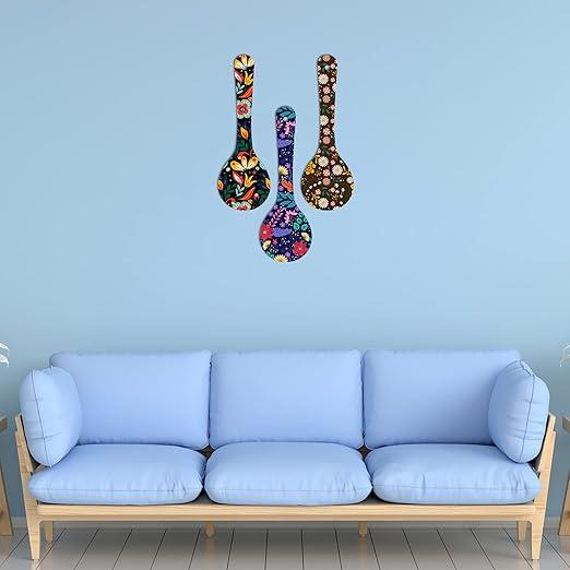 Madhubani Art Wooden Wall Hanger for Home | Office | Living Room | Gift | Modern Decoration Items | Kitchen Wall Decor | Home Decor Hanging Items (WH_5001N), Set of 3 (Multi 1) - Decor Mantra 