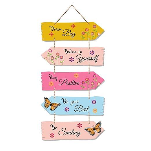 Motivational Quote Decorative Wall Art Mdf Wooden Wall Hanger For Living Room | Bedroom | Gift | Wall Hanging For Home Decoration | Modern Decor Item | Artwork (Wh 7309N),Set Of 5 - Decor Mantra 