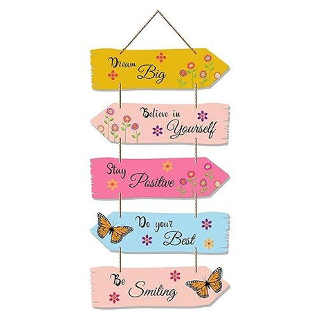 Motivational Quote Decorative Wall Art Mdf Wooden Wall Hanger For Living Room | Bedroom | Gift | Wall Hanging For Home Decoration | Modern Decor Item | Artwork (Wh 7309N),Set Of 5 - Decor Mantra 