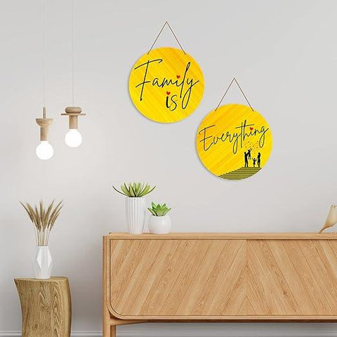 Family Quotes Wall Hanger for Home | Office | Living Room | Gift | Wooden Wall Hanging Decor | Home Decoration Items For Bedroom Wall | Wall Decor Hanging Items (WH_4110N), Set of 2 - Decor Mantra 