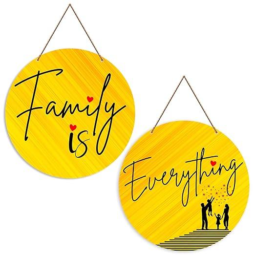 Family Quotes Wall Hanger for Home | Office | Living Room | Gift | Wooden Wall Hanging Decor | Home Decoration Items For Bedroom Wall | Wall Decor Hanging Items (WH_4110N), Set of 2 - Decor Mantra 