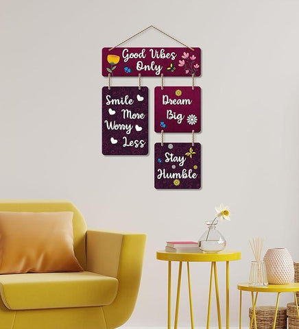 Decorative Wall Art Mdf Wooden Hanger For Living Room | Good Vibes Only | Bedroom | Home Decor | Office | Gift | Quotes Item | Wall Hanging For House Decoration | Wall Art(Wh_6502N) - Decor Mantra 