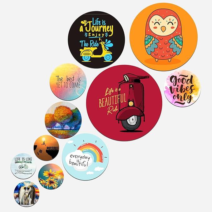 Designer MDF Wooden Nature Wall Hanging (WPS_112N, Multicolor) - Set of 11 - Decor Mantra 