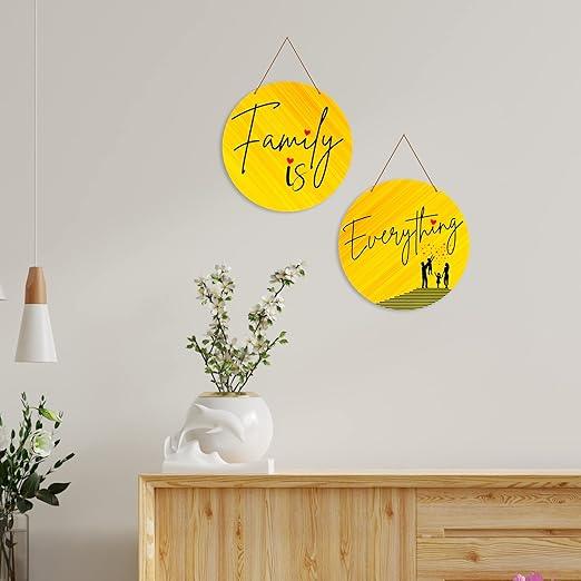 Family Quotes Wall Hanger for Home | Office | Living Room | Gift | Wooden Wall Hanging Decor | Home Decoration Items For Bedroom Wall | Wall Decor Hanging Items (WH_4110N), Set of 2 - Decor Mantra 