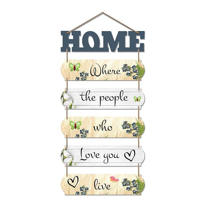 Home Quote Decorative Wall Art MDF Wooden Hanger for Livingroom, Bedroom | Gifts | Hangings Decoration | Modern Decor Items | Artworks Piece (WH_6607N), Set of 6 - Decor Mantra 