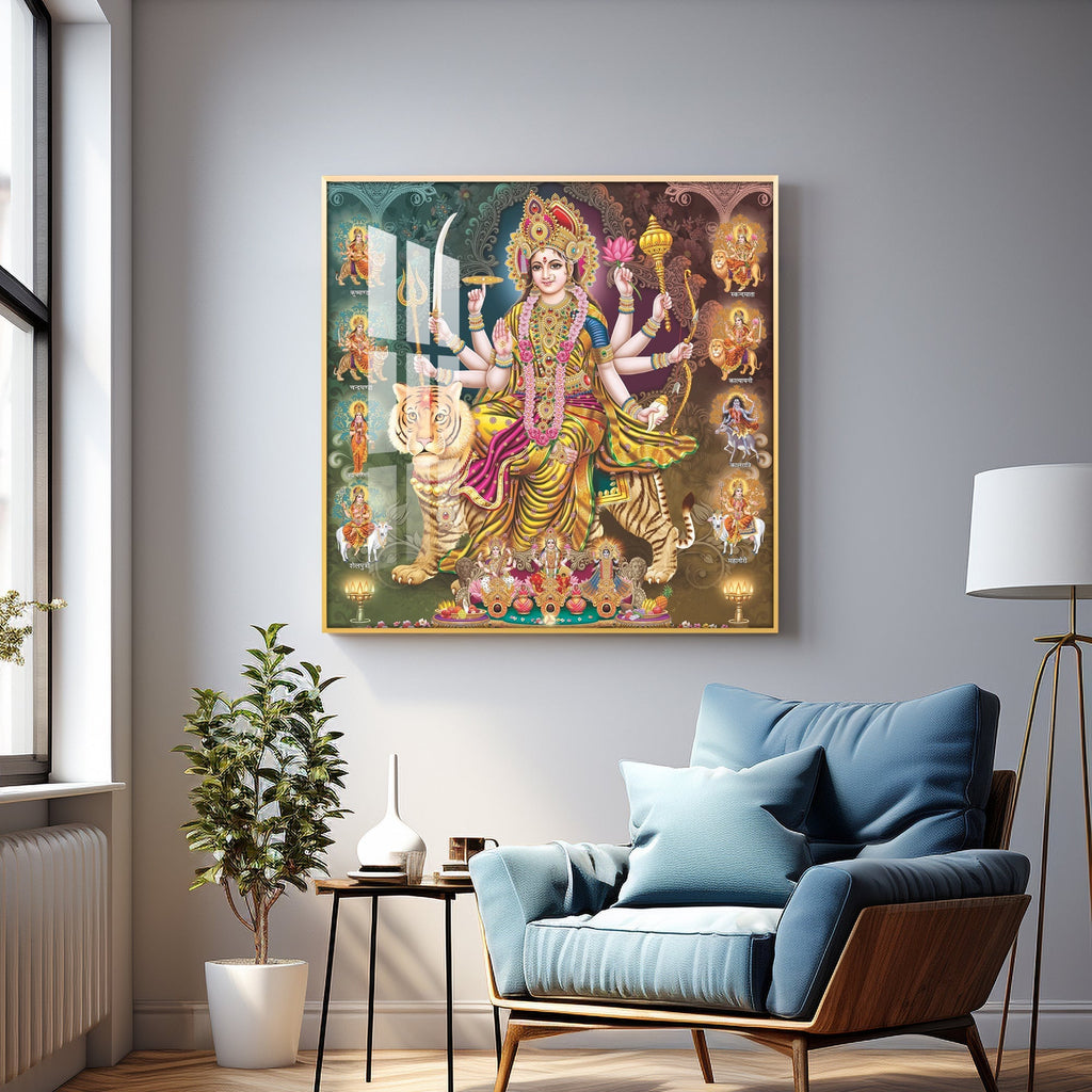 Goddess Durga Grace Premium Acrylic Square Wall Art