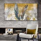 Feather HCmony Glass Finish Horizontal Wall Art