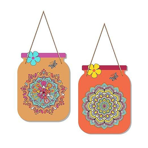 Mandala Pattern Decorative Wall Art MDF Wooden Wall Hanger for Living Room | Bedroom | Office | Gift | Wall Hanging For Home Decoration | Home Decor Items (WH_6808N), Set of 2 - Decor Mantra 