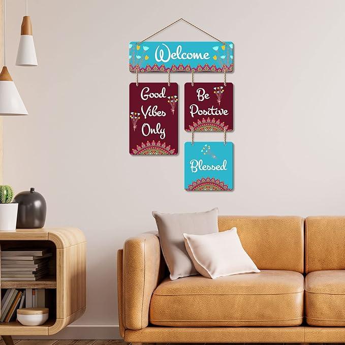 Welcome Quote Decorative Wall Art Mdf Wooden Wall Hanger For Living Room | Bedroom | Home Decor | Office | Gift| Wall Hanging For Home Decoration | Modern Art (Wh_6509N) - Decor Mantra 