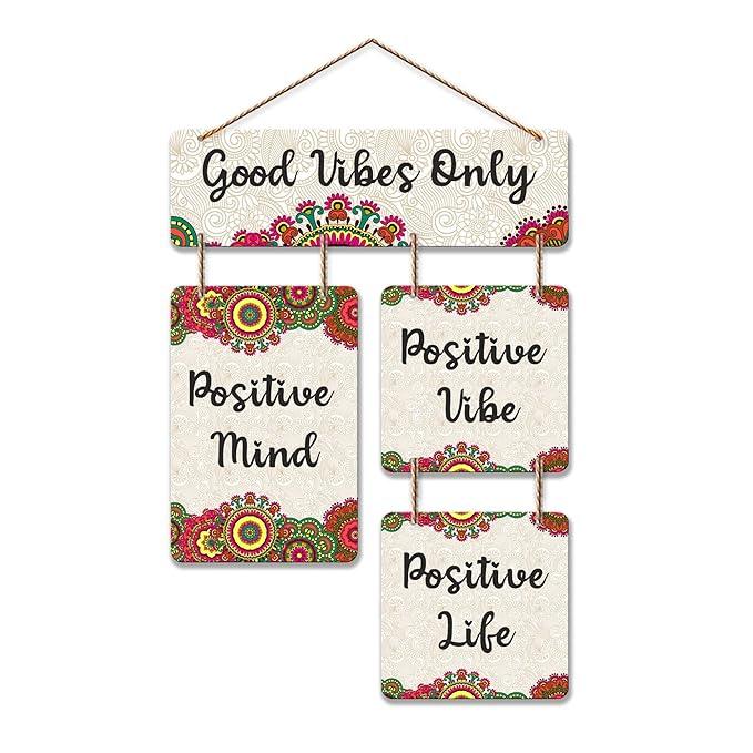 Good Vibes Only Decorative Wall Art Mdf Wooden Wall Hanging For Living Room | Bedroom | Home Decor | Office | Gift | Quotes Items House Decoration | Modern Art (Wh 6510N) - Decor Mantra 