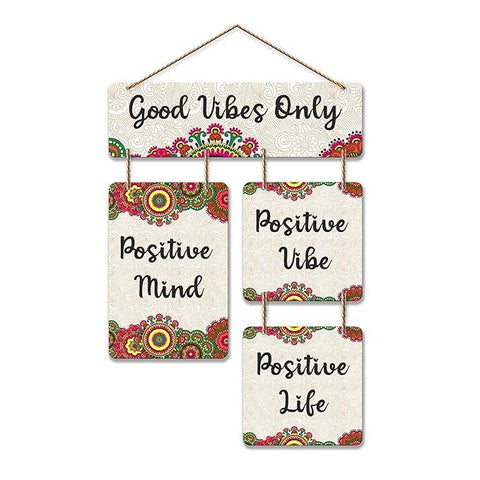 Good Vibes Only Decorative Wall Art Mdf Wooden Wall Hanging For Living Room | Bedroom | Home Decor | Office | Gift | Quotes Items House Decoration | Modern Art (Wh 6510N) - Decor Mantra 