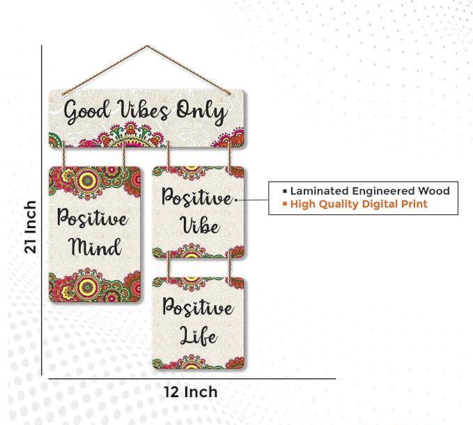 Good Vibes Only Decorative Wall Art Mdf Wooden Wall Hanging For Living Room | Bedroom | Home Decor | Office | Gift | Quotes Items House Decoration | Modern Art (Wh 6510N) - Decor Mantra 