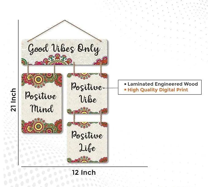 Good Vibes Only Decorative Wall Art Mdf Wooden Wall Hanging For Living Room | Bedroom | Home Decor | Office | Gift | Quotes Items House Decoration | Modern Art (Wh 6510N) - Decor Mantra 
