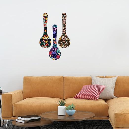 Madhubani Art Wooden Wall Hanger for Home | Office | Living Room | Gift | Modern Decoration Items | Kitchen Wall Decor | Home Decor Hanging Items (WH_5001N), Set of 3 (Multi 1) - Decor Mantra 