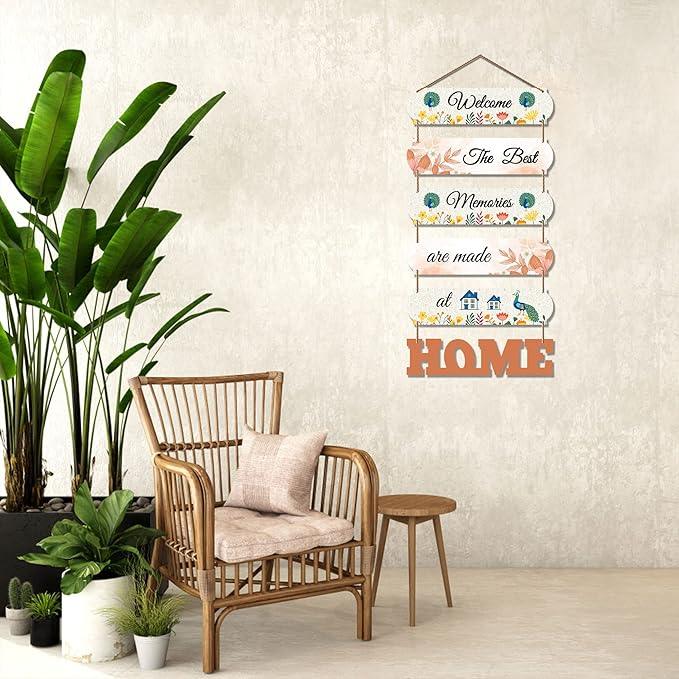 Home Quote Decorative Wall Art MDF Wooden Hanger for Living Room | Bedroom | Gifts | Wood Hangers Decoration | Modern Decor Items | Artworks Hangings (WH_6610N), Set of 6 - Decor Mantra 