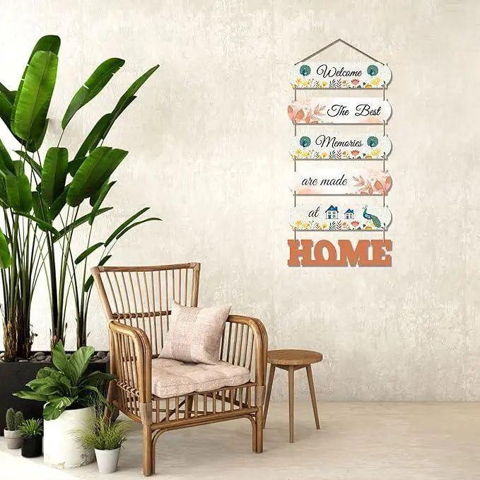 Home Quote Decorative Wall Art MDF Wooden Hanger for Living Room | Bedroom | Gifts | Wood Hangers Decoration | Modern Decor Items | Artworks Hangings (WH_6610N), Set of 6 - Decor Mantra 