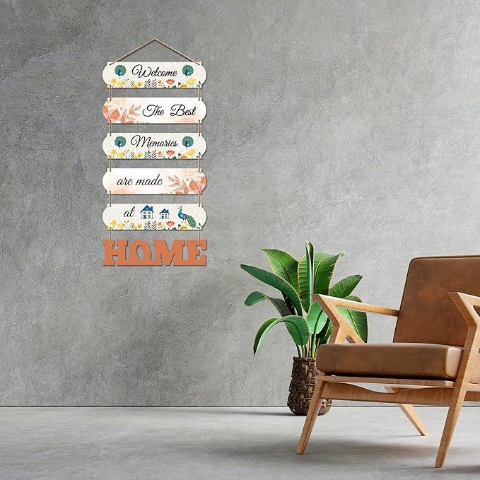 Home Quote Decorative Wall Art MDF Wooden Hanger for Living Room | Bedroom | Gifts | Wood Hangers Decoration | Modern Decor Items | Artworks Hangings (WH_6610N), Set of 6 - Decor Mantra 
