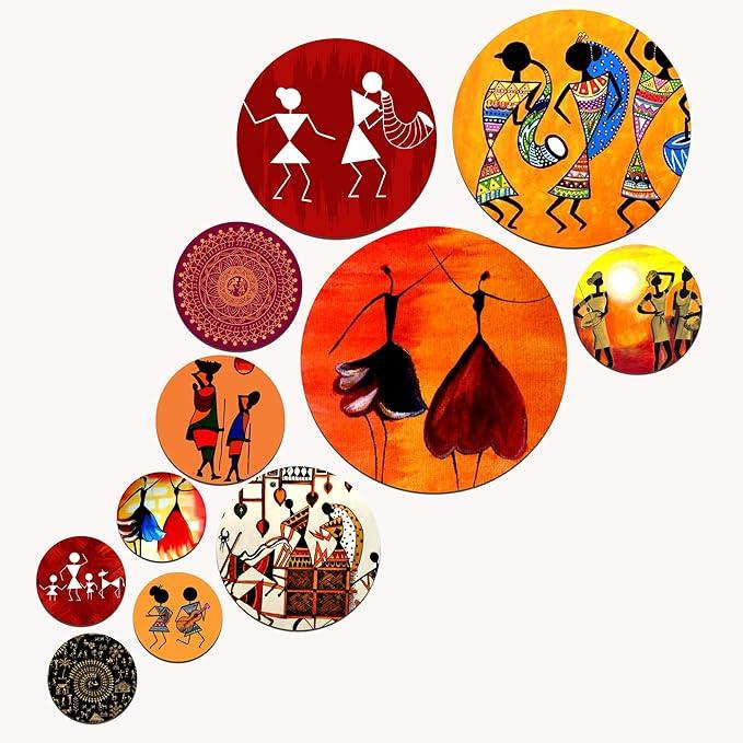 Designer Engineered Wood Wall Hanging Decoration Item for Home Decor | Office | Gift | Wooden Wall Hanger| Living Room | Bedroom | Wall Decorative Items (WPS_126N), Pack of 11 Pieces - Decor Mantra 