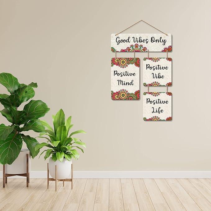 Good Vibes Only Decorative Wall Art Mdf Wooden Wall Hanging For Living Room | Bedroom | Home Decor | Office | Gift | Quotes Items House Decoration | Modern Art (Wh 6510N) - Decor Mantra 