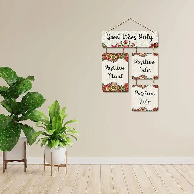Good Vibes Only Decorative Wall Art Mdf Wooden Wall Hanging For Living Room | Bedroom | Home Decor | Office | Gift | Quotes Items House Decoration | Modern Art (Wh 6510N) - Decor Mantra 