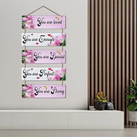 Welcome Home Quote Decorative Wall Art MDF Wooden Wall Hanger for Living Room | Bedroom | Gifts | Decorative Items for Home | Artworks Wall Hangings Ornaments (WH_6209N) (Multi 9) - Decor Mantra 